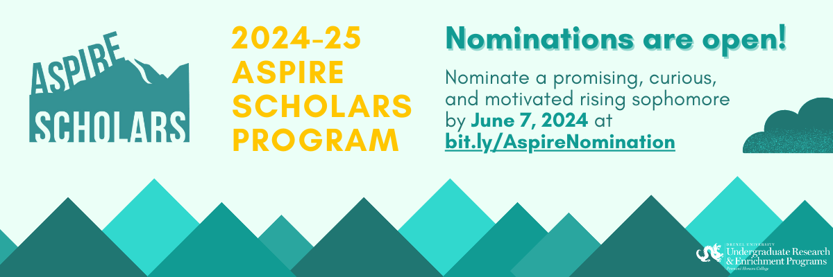 2024-25 Aspire Scholars Program nominations are open! Nominate a promising, curious, and motivated rising sophomore by June 7, 2024 at bit.ly/AspireNomination